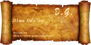 Dima Géza névjegykártya